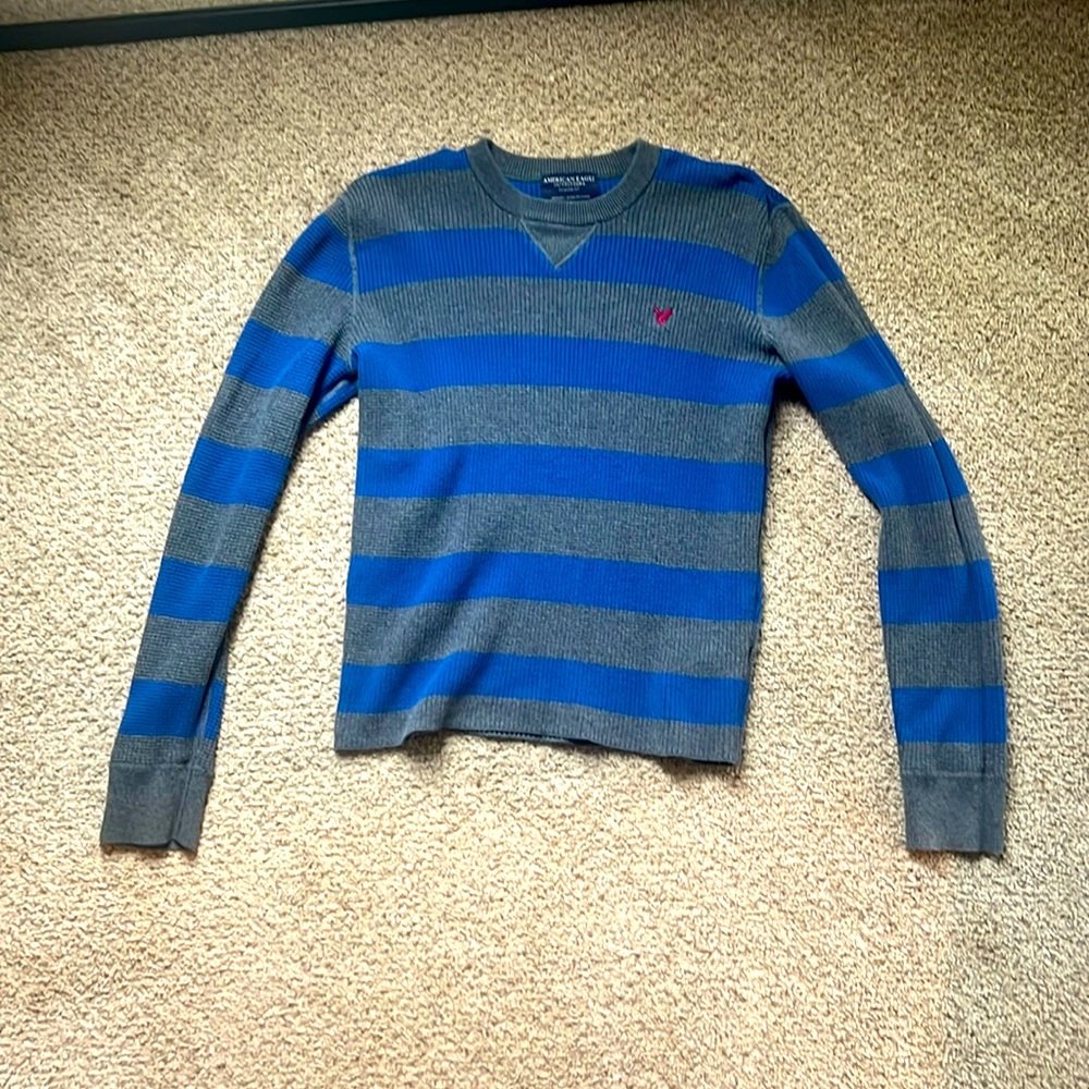 American Eagle mens thermal navy and heather grey XS long sleeve